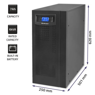 6. QOLTEC UPS ON-LINE | PURE SINE WAVE | 6KVA | 4.8KW | LCD | USB