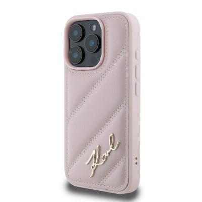 2. Karl Lagerfeld Quilted Signature iPhone 16 Pro Case - Pink
