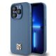 DKNY Leather Monogram Pattern Metal Logo MagSafe Case for iPhone 15 Pro - Blue