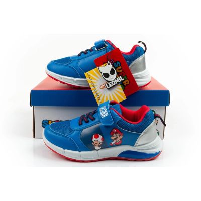10. Leomil children's sports shoes Super Mario sneakers with velcro LED blue