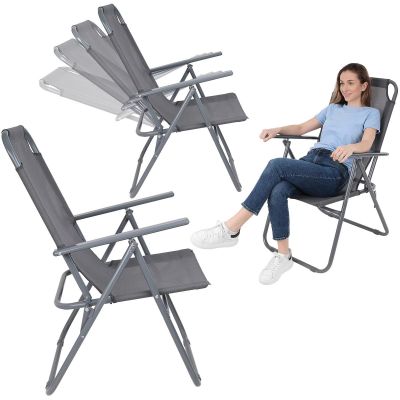 13. CAMPING CHAIR WITH ARMRESTS 61x66x65-108CM FOLDING DARK GRAY ENERO CAMP - 2nd QUALITY