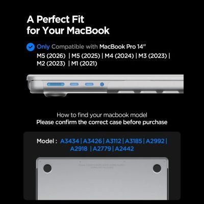 12. Spigen AirSkin Case for MacBook Pro 14" 2021 / 2023 / 2024 / 2025 / 2026 - Transparent Matte