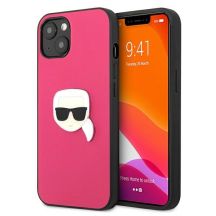 Karl Lagerfeld Leather Ikonik Karl's Head Metal Case for iPhone 13 mini - Pink