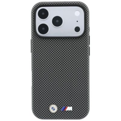 3. BMW M Quadrille Kevlar Metal Logo MagSafe Case for iPhone 17 Pro / 18 Pro - Gray