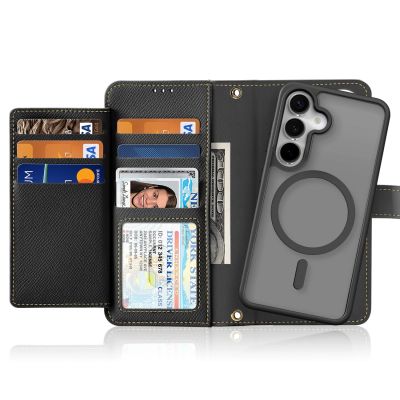 12. Dux Ducis Lawa Leather Case for Samsung Galaxy S25+ with Detachable Magnetic Wallet - Black