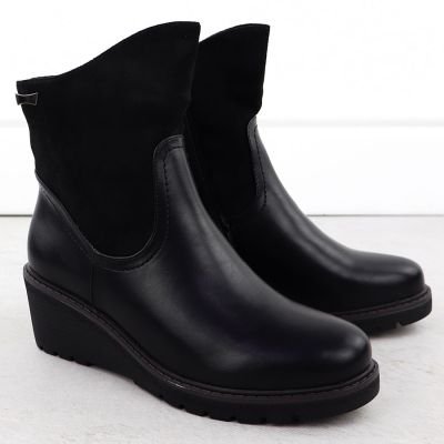 3. Women's black suede wedge ankle boots M.Daszyński 2510