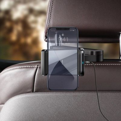10. Baseus WXHZ-01 Qi Wireless Charger 15W Car Headrest Holder - Black