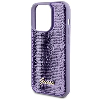 6. Guess Sequin Script Metal case for iPhone 15 Pro - purple