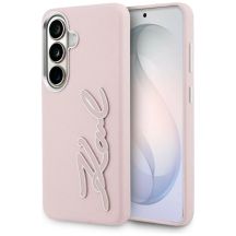 Karl Lagerfeld Grained Signature Metal Resin Logo Case for Samsung Galaxy S26 - Pink