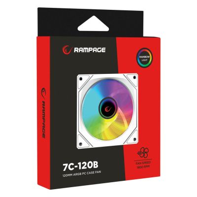 6. RAMPAGE 120 mm 1800 RPM Infinite Loop ARGB White PWM Case Fan