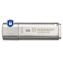 Kingston IronKey Locker+ 50 USB Flash Drive 64GB USB Type-A 3.2 Gen 1 (3.1 Gen 1) Silver