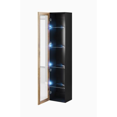 2. VIGO glass display cabinet '180' 180/40/30 black/wotan oak