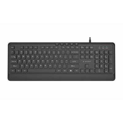 GEMBIRD SLIM WIRED MULTIMEDIA KEYBOARD, USB 5-KEY HOTKEYS, US LAYOUT, BLACK