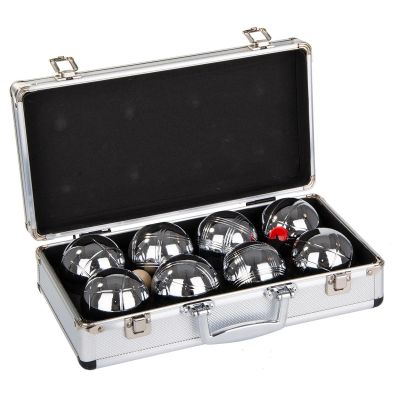 11. 8-PIECE PETANQUE BALLS - BOULE PETANQUE ALUMINUM SUITCASE ENERO