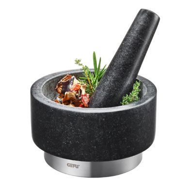 4. GEFU 35300 Mortar and Pestle Black, Stainless Steel Granite, Stainless Steel