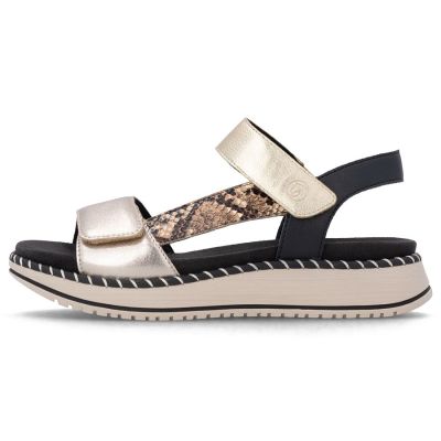 3. Women's metallic gold leather platform sandals Remonte by Rieker D3J50-90