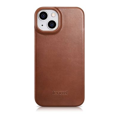 3. iCarer CE Oil Wax Premium Leather Folio Case iPhone 14 Plus magnetic flip case MagSafe brown (AKI14220707-BN)