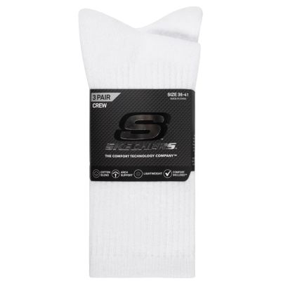 2. Skechers 3pk Unisex Non Terry Crew S601102-100 White 43-46