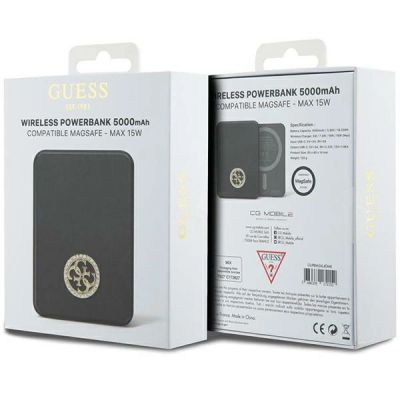 5. Guess MagSafe 4G Strassed Metal Logo induction power bank 15W 5000mAh - black