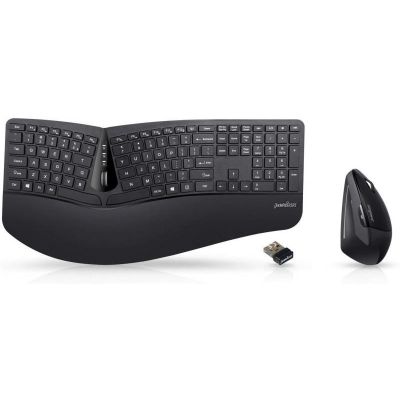 Perixx PERIDUO-605 Ergonomic Wireless Keyboard + Mouse Set Black