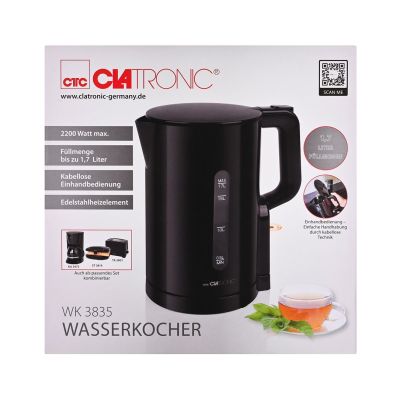 4. Cordless electric kettle 1.7L WK 3835 CLATRONIC black