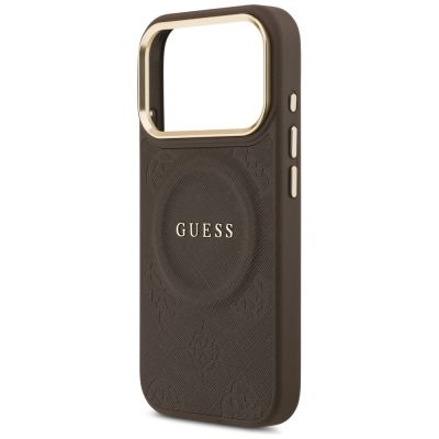 6. Guess Peony Hot Stamp MagSafe Case for iPhone 17 Pro - Brown