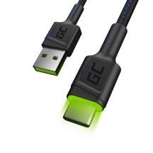 GREEN CELL KABGC06 GC RAY USB CABLE - USB-C 120CM, GREEN LED, FAST CHARGING ULTRA CHARGE, QC 3.0