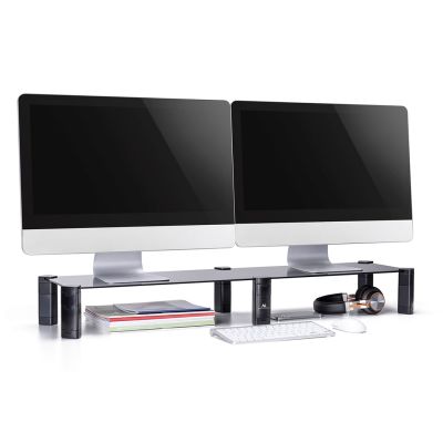 3. Maclean dual monitor stand, max. 20kg, tempered glass, (1029x285x127mm), MC-936