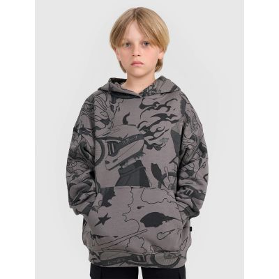 Boy's sweatshirt with hood, open, 4F 4FJRAW25TSWSM2343-90A