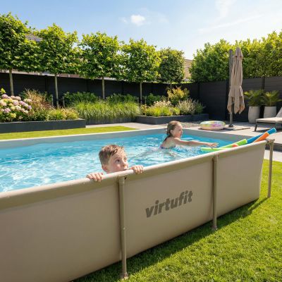 4. VIRTUFIT RECTANGULAR SWIMMING POOL 260 x 180 CM WITH FILTER PUMP BEIGE