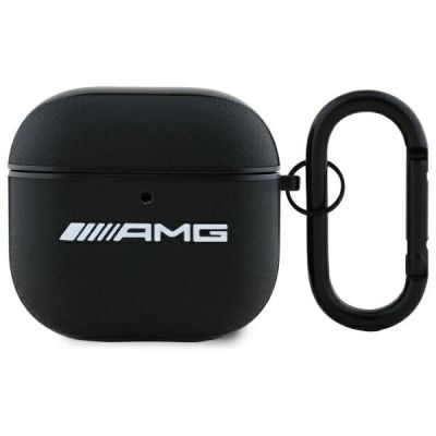 AMG Leather White Logo Case for AirPods 4 - Black / White