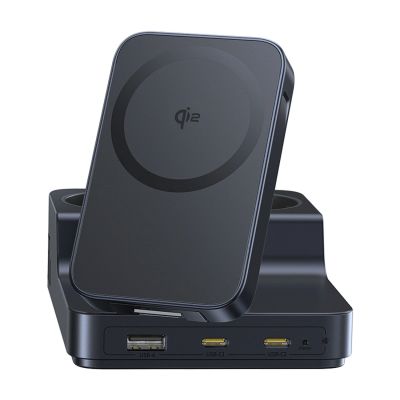 2. Baseus NOMOS ND11 67W 6-in-1 Wireless Charging Station with Two AC Sockets - Black