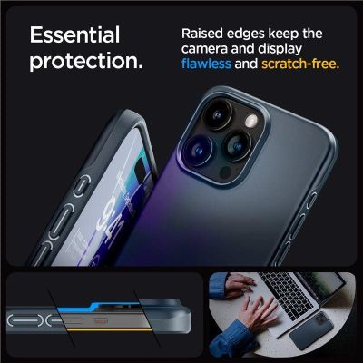 6. Spigen Thin Fit iPhone 15 Pro Max Case - Black Metal