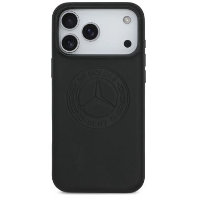 3. Mercedes Leather Vintage Logo MagSafe Case for iPhone 17 Pro Max - Black