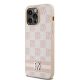 2. DKNY Leather Checkered Mono Pattern & Printed Stripes case for iPhone 14 Pro Max - pink