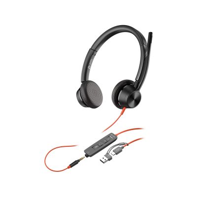 303. Poly Blackwire 3325 Stereo MS Teams Certified USB-C Headset +3.5mm Plug +USB-C/A Adapter 8X222AA
