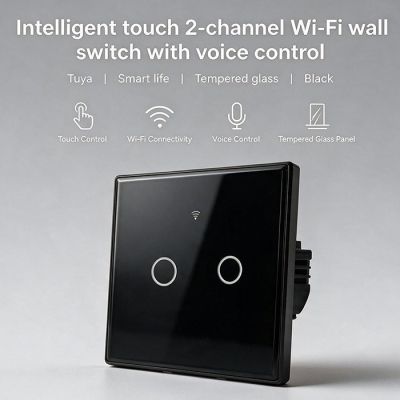 11. QOLTEC LIGHT ON/OFF SWITCH | TOUCH 2-CHANNEL | WI-FI | TIMER | TUYA | BLACK