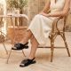 6. Women's closed-heel sandals with sequins, black Potocki 43349
