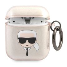 Karl Lagerfeld Glitter Karl's Head Case for AirPods 1/2 - Gold