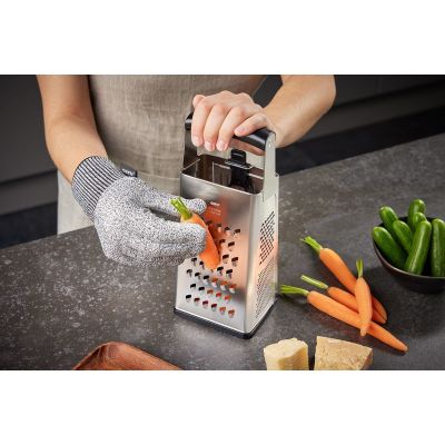 6. GEFU 10761 Manual Grater/Spiralizer Grater with Container Black, Silver