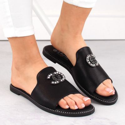4. Comfortable slippers with zircons S.Barski W OLI258A black