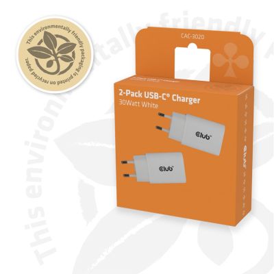 11. CLUB3D CAC-3020 Mobile Charger Smartphone, Universal White AC Fast Charging Internal