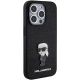 4. Karl Lagerfeld Glitter Ikonik Logo Metal Logo Case for iPhone 15 Pro Max - Black
