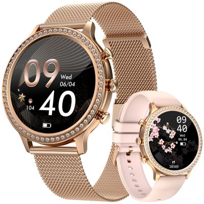 VELTORI VT310-1 Women's Smartwatch Gold Bracelet + Pink Silicone Strap