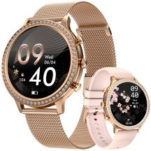 VELTORI VT310-1 Women's Smartwatch Gold Bracelet + Pink Silicone Strap