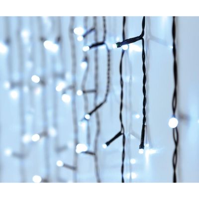23. CHRISTMAS TREE LIGHTS OUTDOOR LIGHT CURTAIN 360 LED CONTROLLER TIMER COOL WHITE TRANSPARENT CABLE