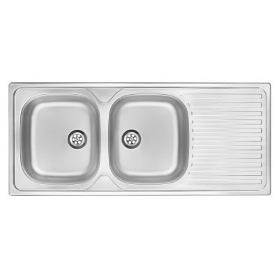 2-bowl steel sink with drainer ZEU 3210 5908212005606