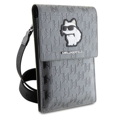 3. Karl Lagerfeld Case KLWBSAKHPCG Handbag - Silver Saffiano Monogram Choupette