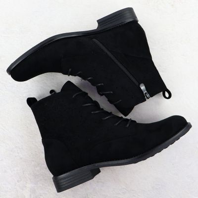 4. Women's openwork suede black ankle boots S.Barski HY52-535