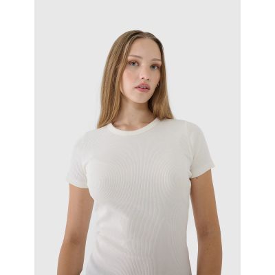 Women's slim ribbed t-shirt 4F 4FWSS25TTSHF1968-11S